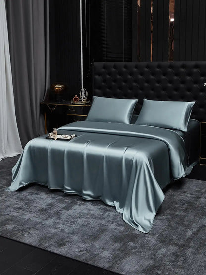 19Momme 4Pcs Silk Set Duvet Cover+Fitted Sheet+2x Pillowcases