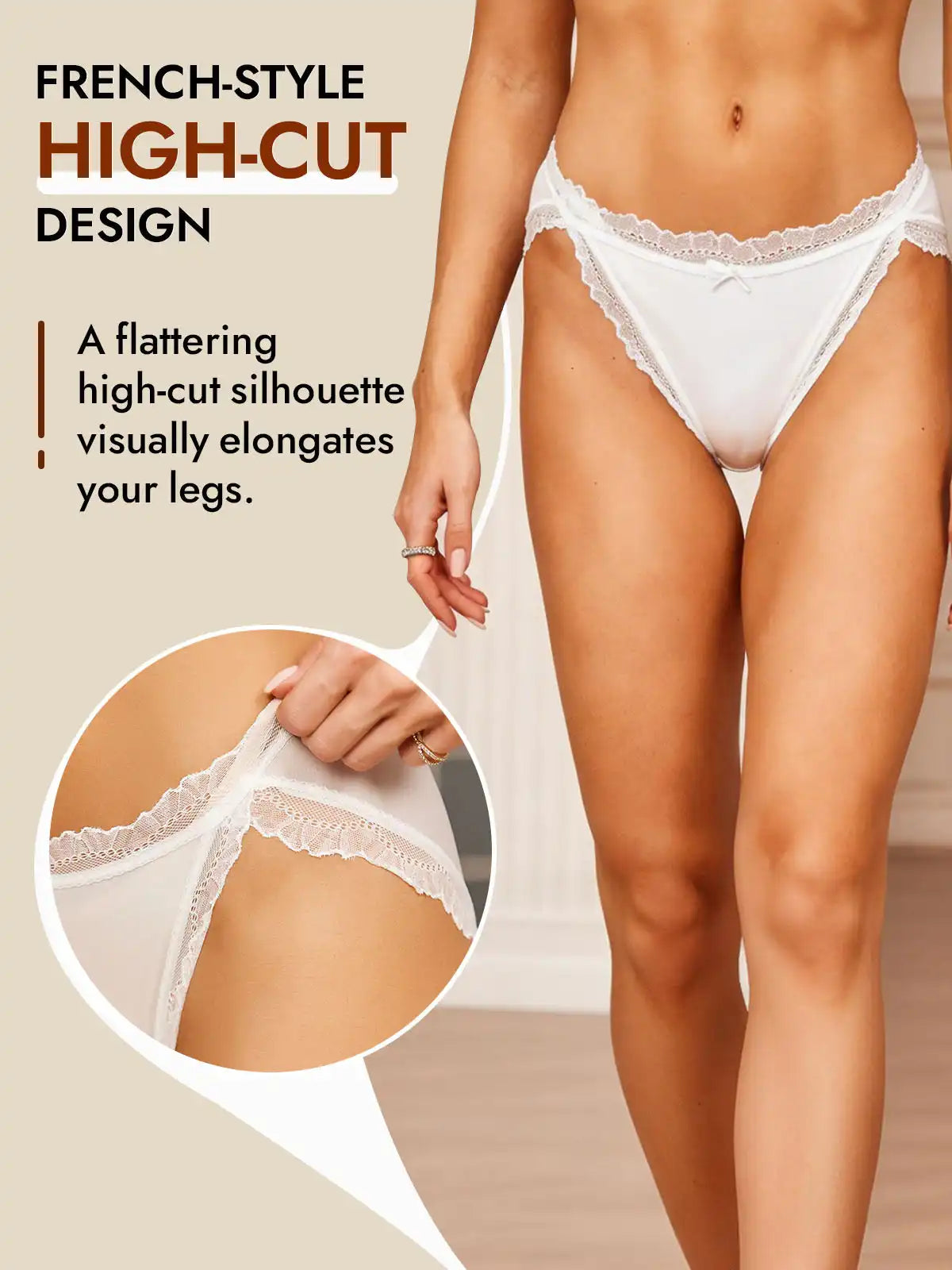 100% Mulberry Silk Lace Trim Bikini Panty with Bow Design