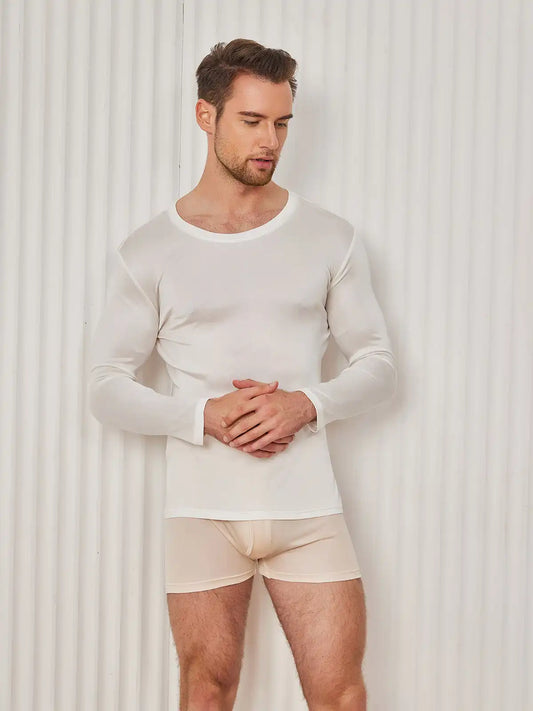 Clearance - Mens Fashion Silk Long Sleeve Crewneck Tee