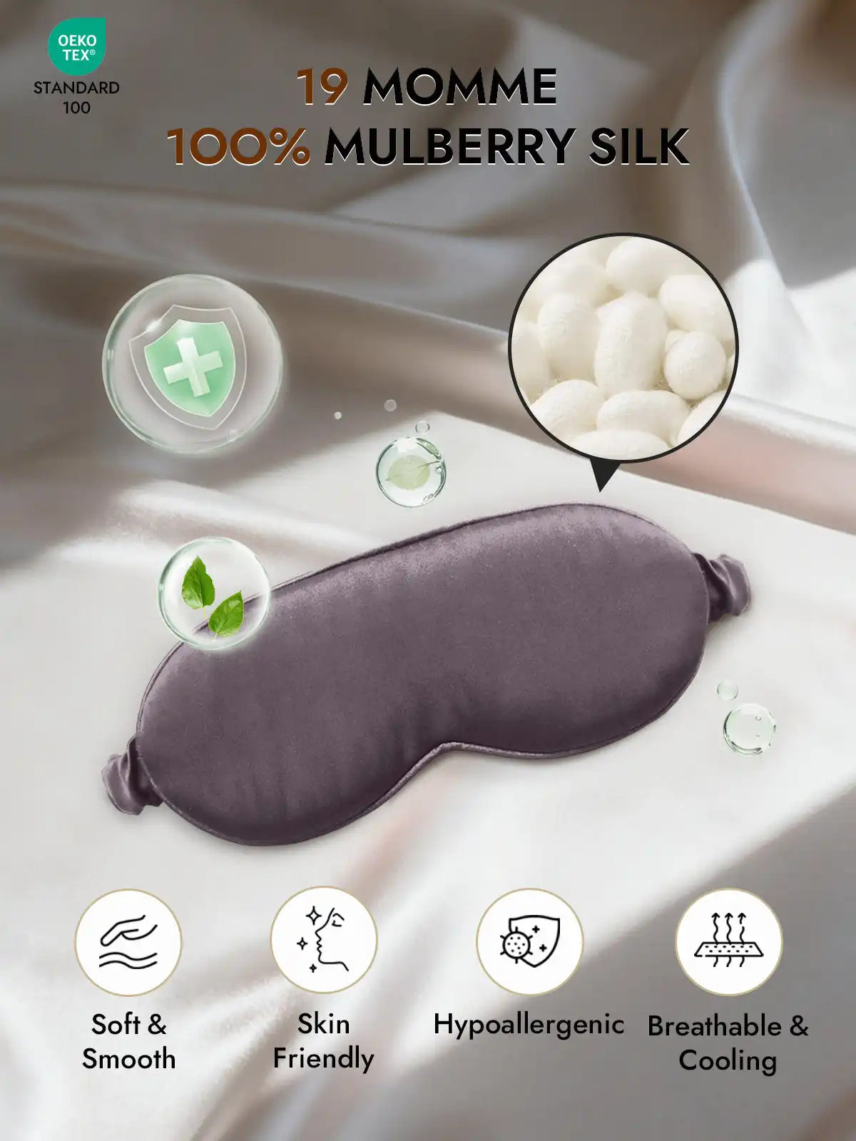 Clearance - 100% Mulberry Silk Eye Mask With Elastic Band