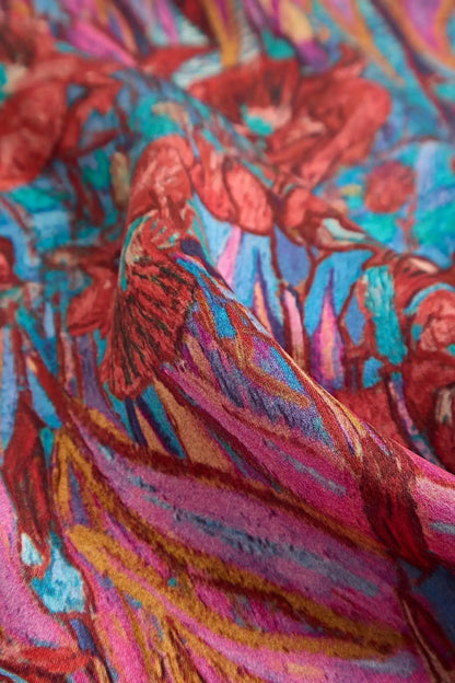 100% Mulberry Silk Floral Pattern  Square Scarf - Size 53x53cm