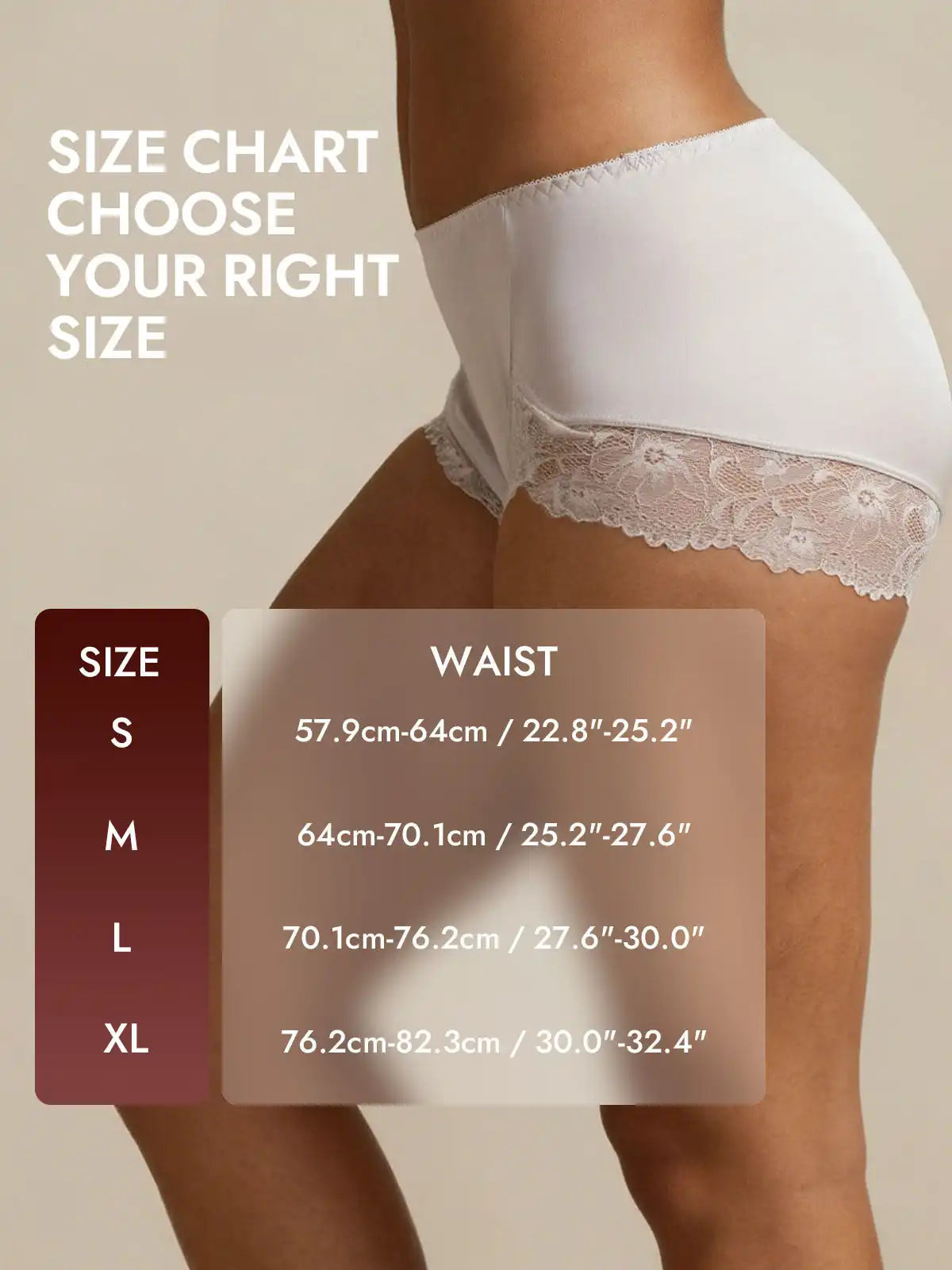 100% Mulberry Silk High Rise Knickers Lace Trim Panty