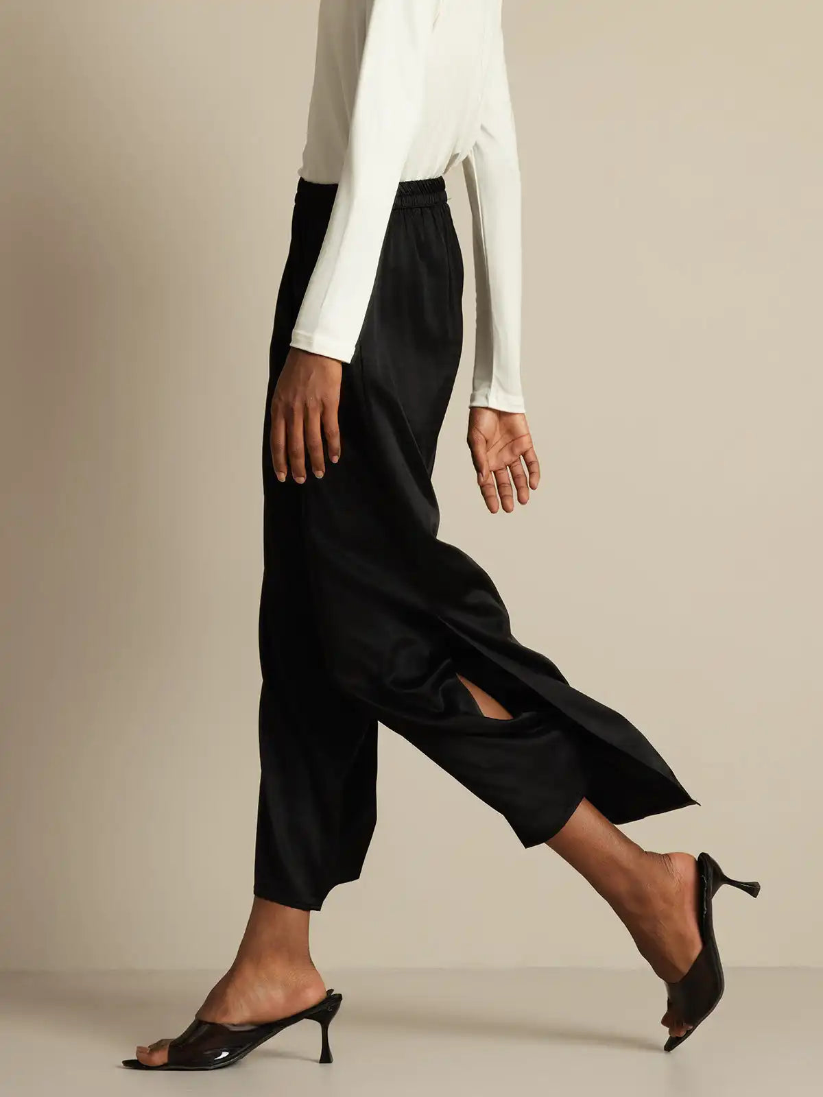 Clearance - Women's 19Momme Silk Wide Leg Split Pants
