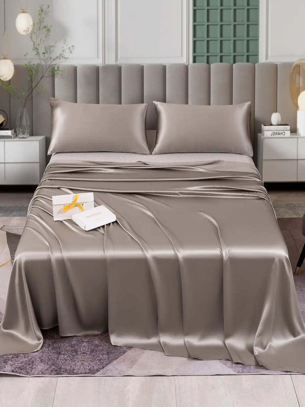 25Momme 3Pcs Silk Set Flat Sheet+2x Pillowcases