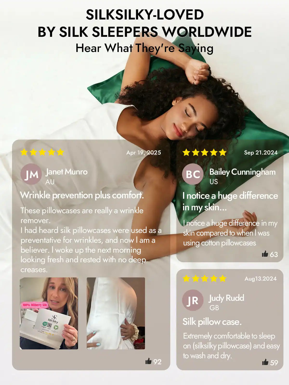 100% Mulberry Silk Pillowcase - Hidden Zipper