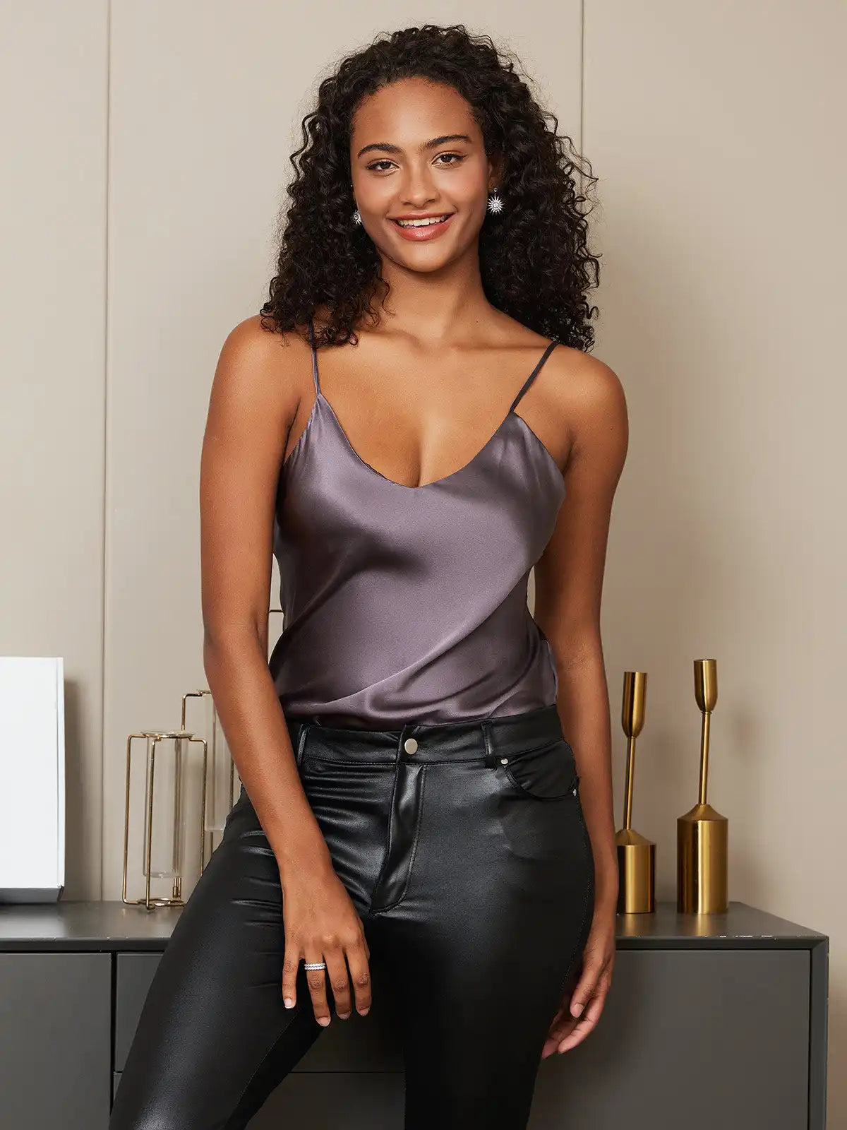 100% Mulberry Silk Spaghetti Strap Basic Camisole Top