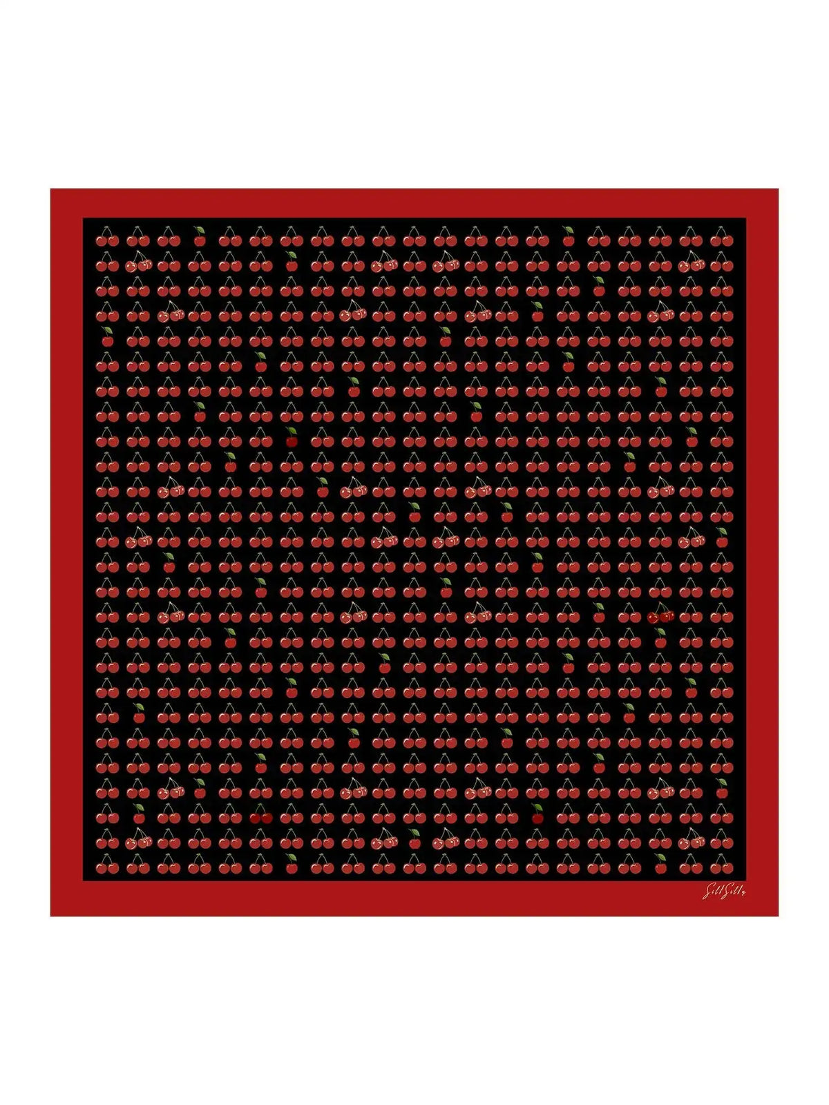 100% Mulberry Silk Cherry Pattern Scarf - Size 90x90cm