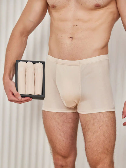 3Pcs Men‘s 100% Mulberry Silk Boxer Briefs Underwear