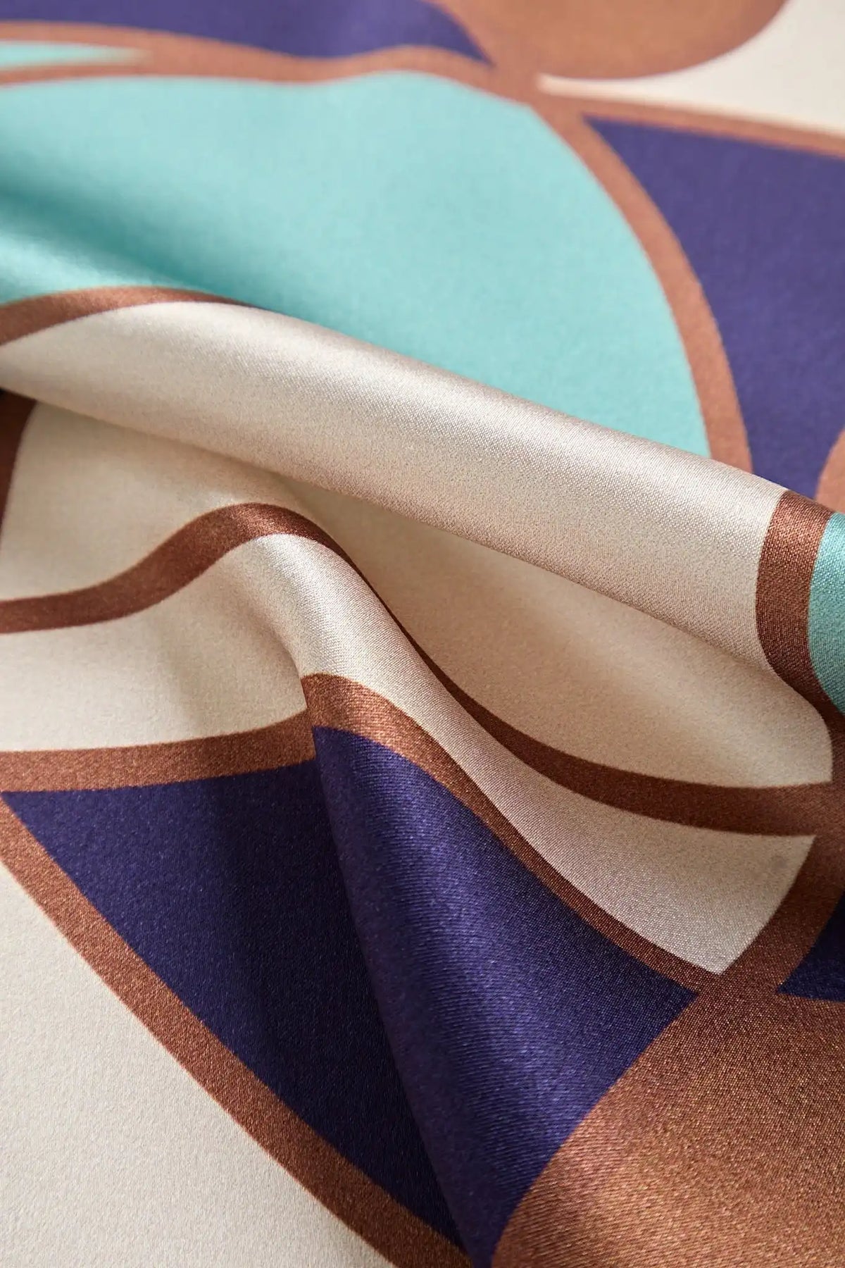 100% Mulberry Silk Geometric Pattern Square Scarf - Size 53x53cm