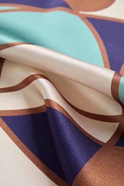 100% Mulberry Silk Geometric Pattern Square Scarf - Size 53x53cm