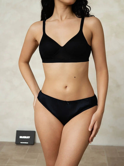 100% Mulberry Silk Classic Bikini Panty with Bow
