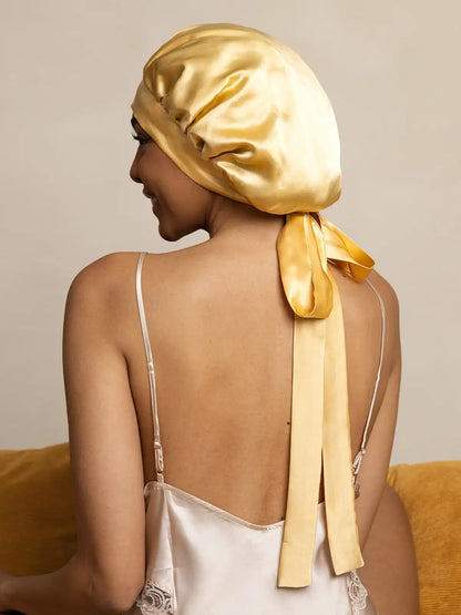 100% Mulberry Silk Elegant Bonnet with Long Ribbons