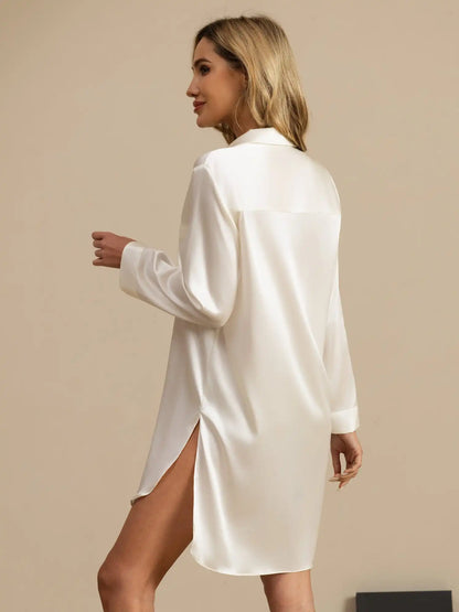 Women's 100% Mulberry Silk Nightshirt with High-Low Hem
