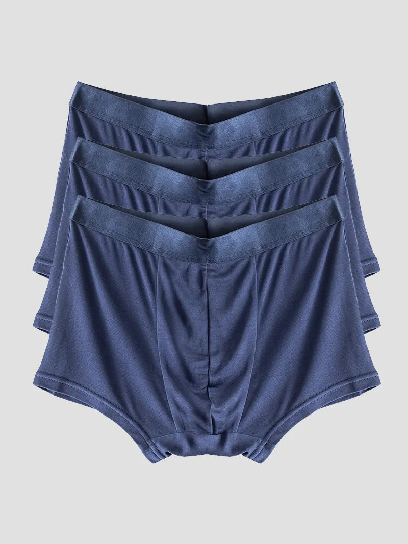 3Pcs Mens 100% Mulberry Silk Boxer Briefs Underwear