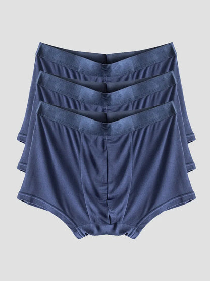 3Pcs Mens 100% Mulberry Silk Boxer Briefs Underwear