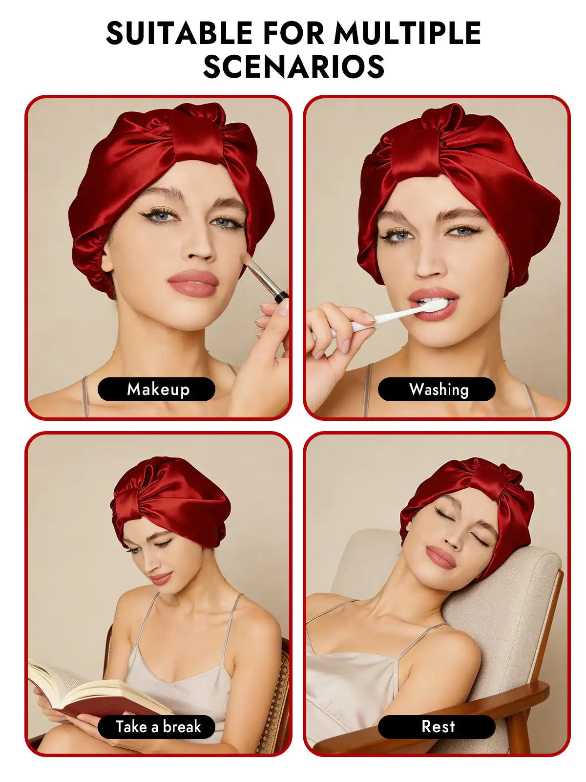 100% Mulberry Silk Night Turban Bonnet