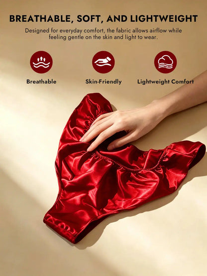 100% Mulberry Silk Low-Rise Ruffle Trim Panty