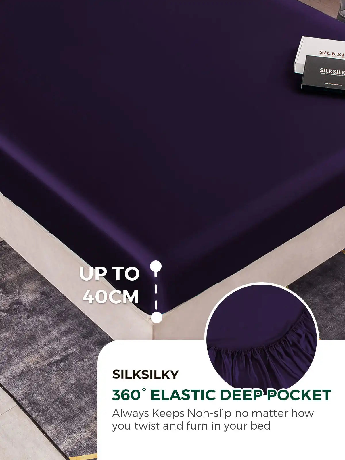 25Momme Silk 4Pcs Set Fitted&Flat Sheets+2x Pillowcases