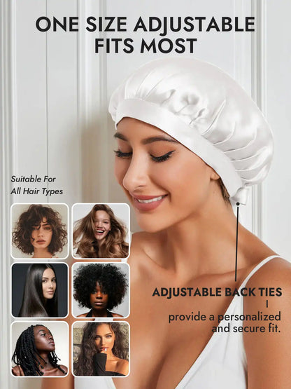 100% Mulberry Silk Sleep Bonnet with Ribbons