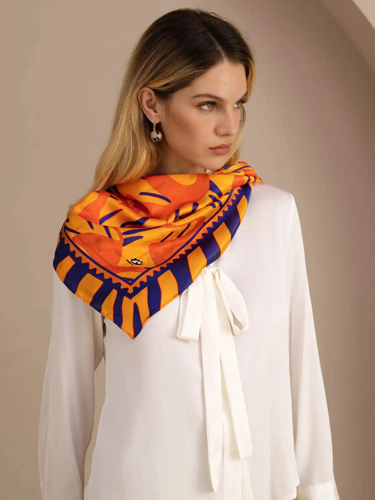 100% Mulberry Silk Dog Pattern Scarf - Size 90x90cm