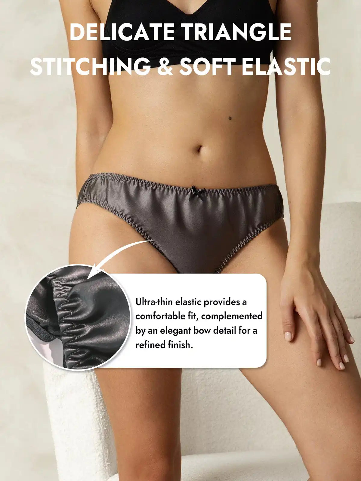 100% Mulberry Silk Classic Bikini Panty with Bow