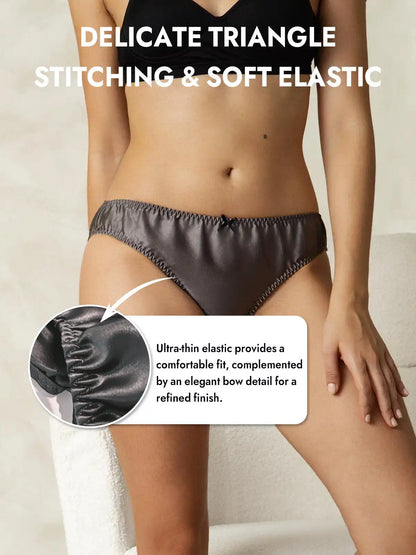 100% Mulberry Silk Classic Bikini Panty with Bow