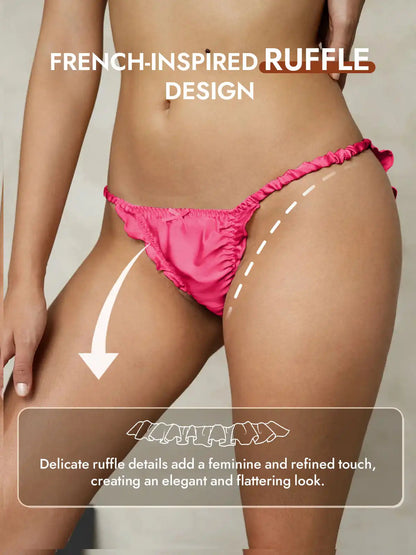 100% Mulberry Silk Ruffle Trim String Panty