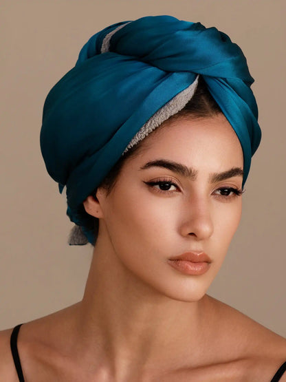 100% Mulberry Silk Double-Sided Hair Towel Wrap – Quick Dry, Frizz Free & Gentle on Hair