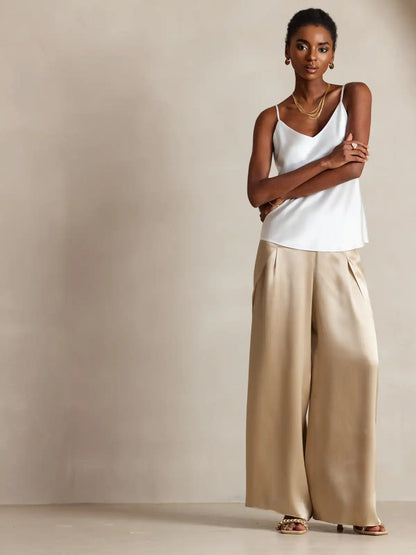 100% Mulberry Silk Spaghetti Strap V Neck Camisole Top