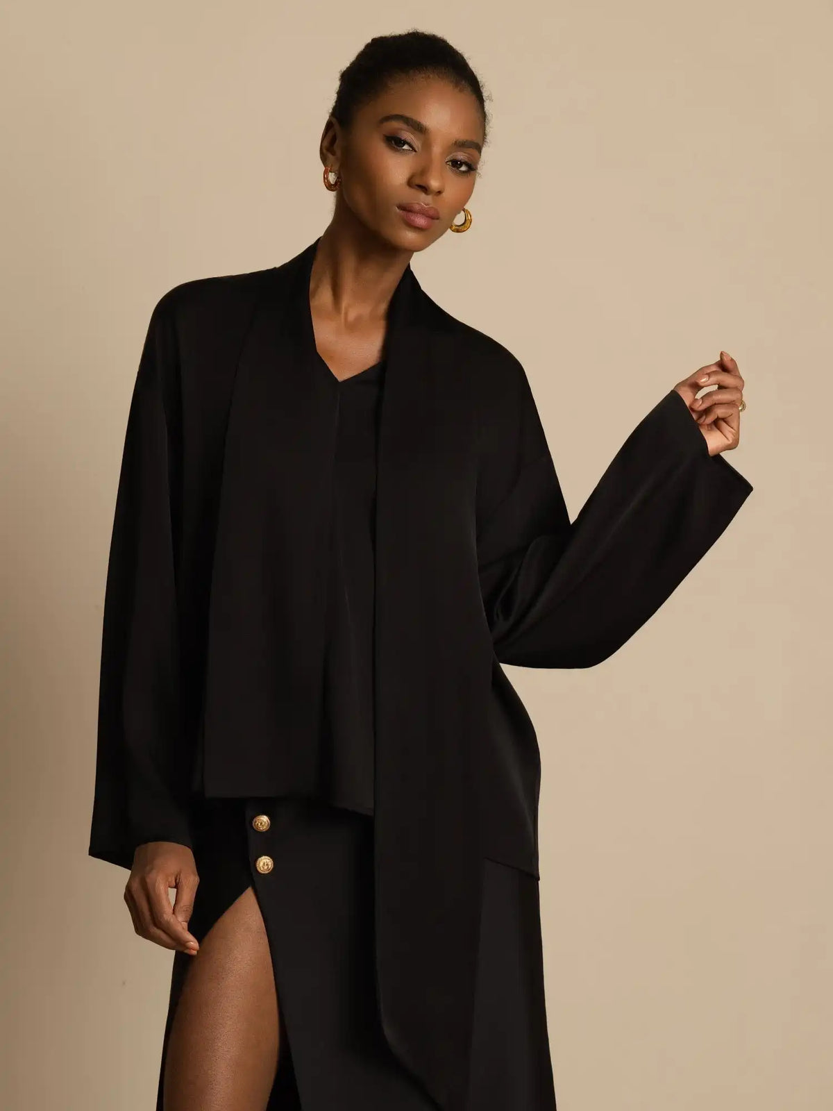 Clearance - 19Momme Silk Women's Asymmetrical Tie V Neck Blouse