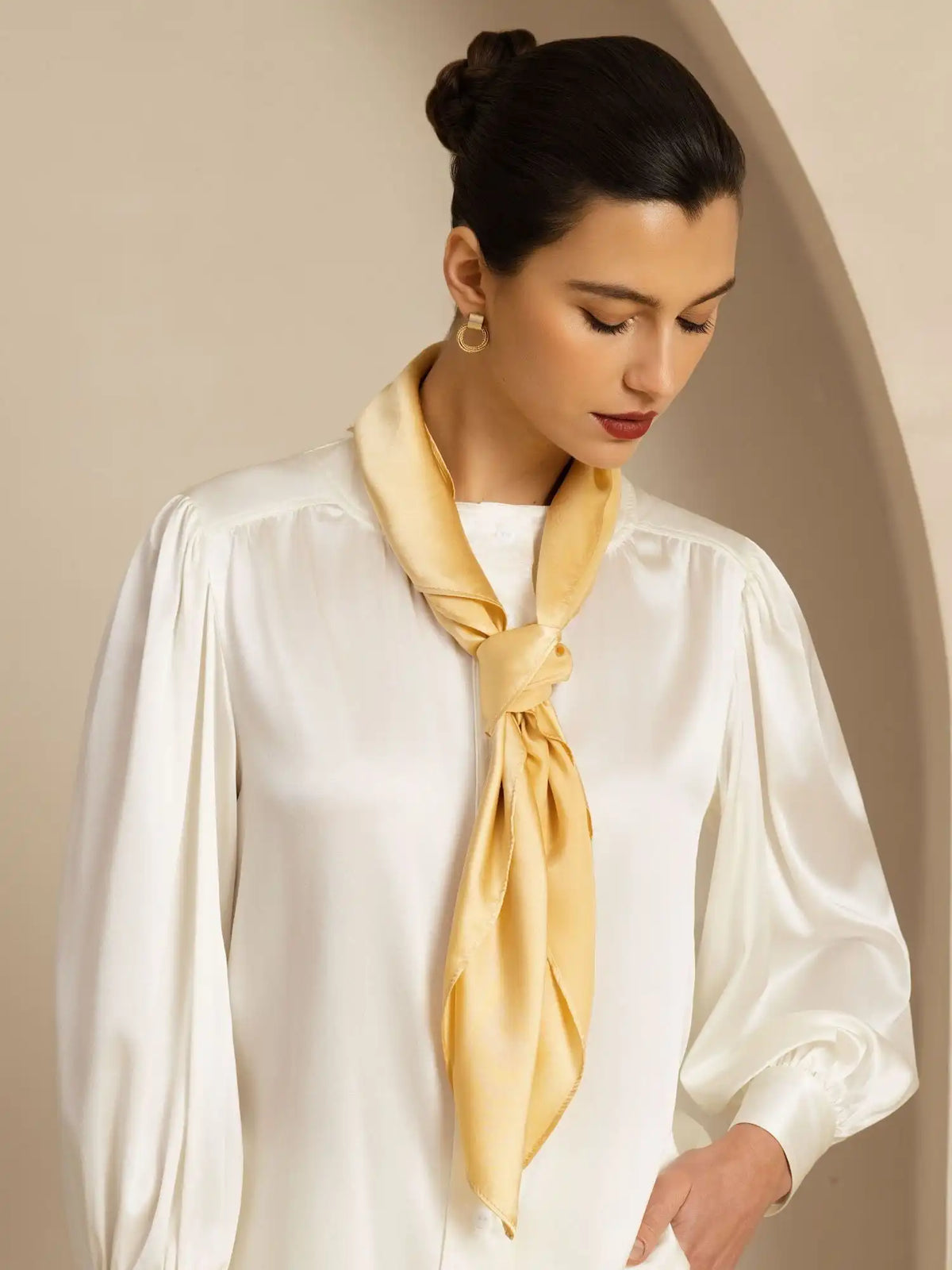100% Mulberry Silk Classic  Elegant Square Scarf - Size 90x90cm
