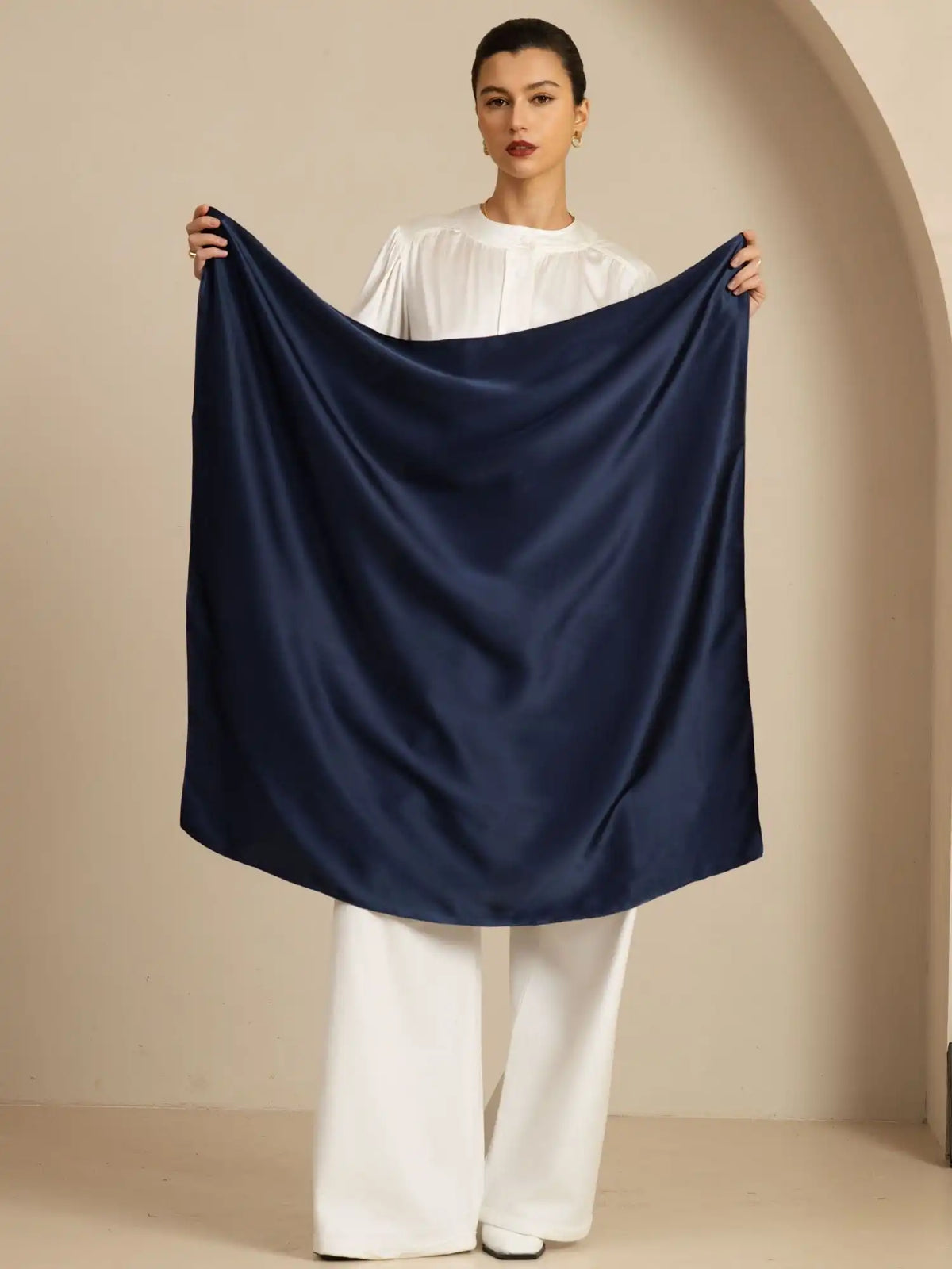100% Mulberry Silk Classic  Elegant Square Scarf - Size 90x90cm