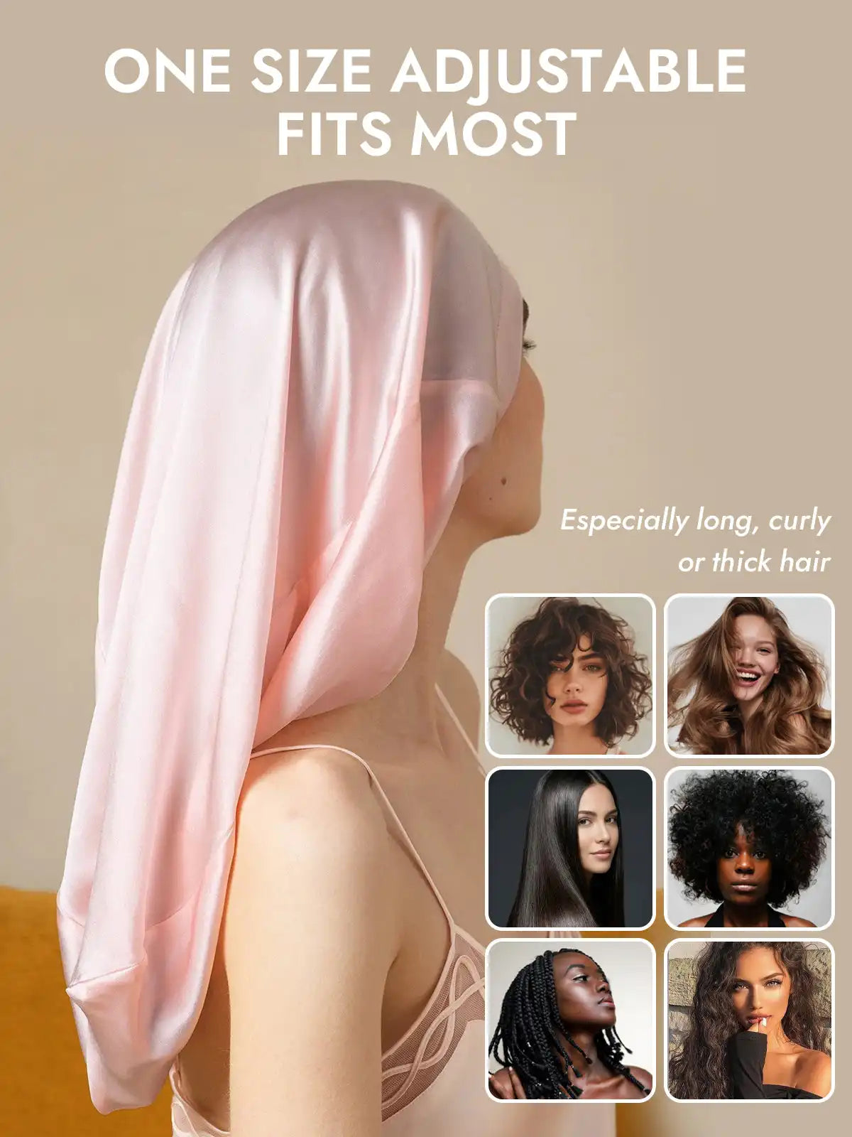 100% Mulberry Silk Elegant Bonnet for Long Hair
