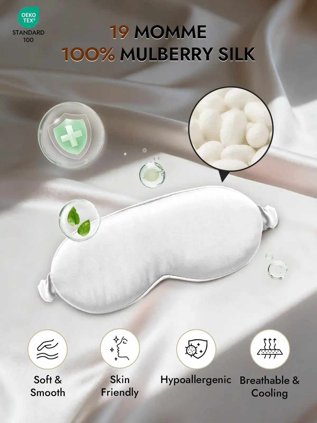 Clearance - 100% Mulberry Silk Eye Mask With Elastic Band
