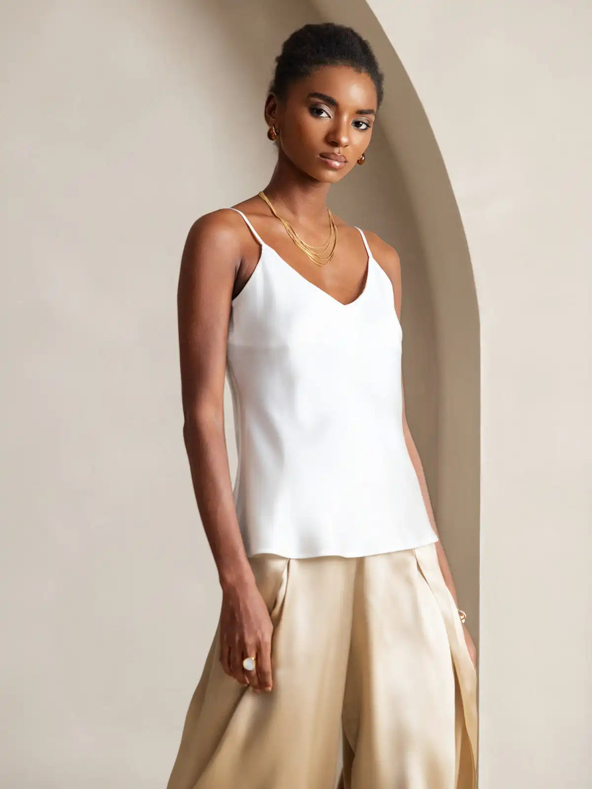 100% Mulberry Silk Spaghetti Strap V Neck Camisole Top