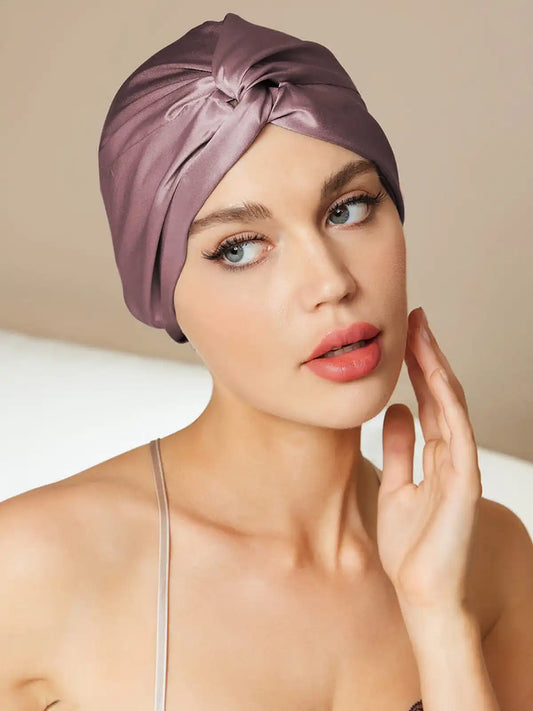 100% Mulberry Silk Turban for Sleeping Knot-Front Hair Wrap