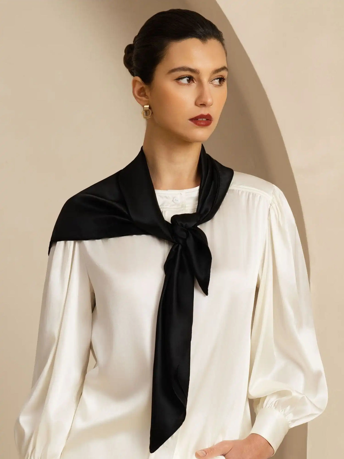 100% Mulberry Silk Classic  Elegant Square Scarf - Size 90x90cm