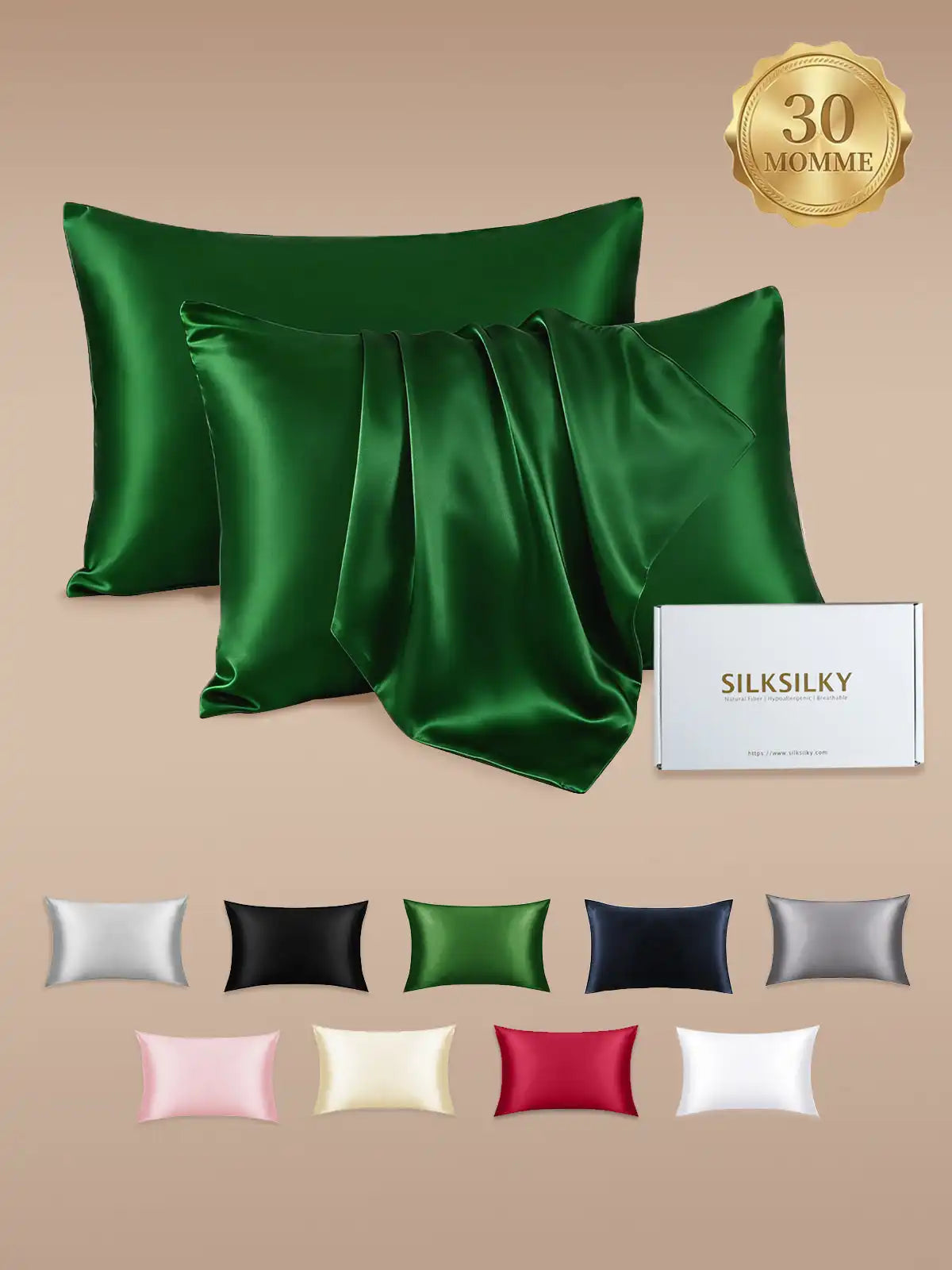 2Pcs 30Momme 100% Silk Pillowcases Bundle- Hidden Zipper
