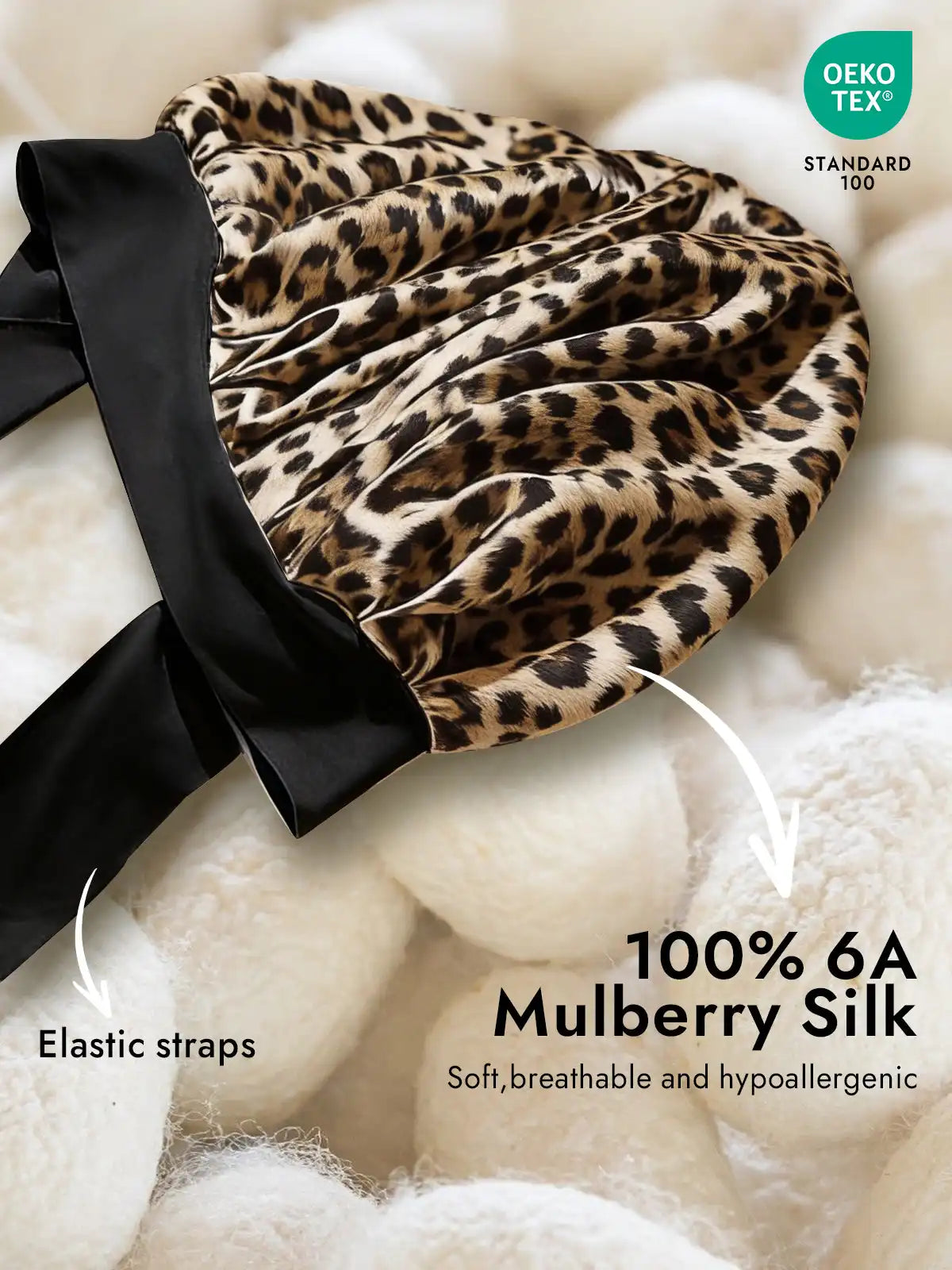 100% Mulberry Silk Bonnet Bowknot Tie Sleep Cap for Hair Protection