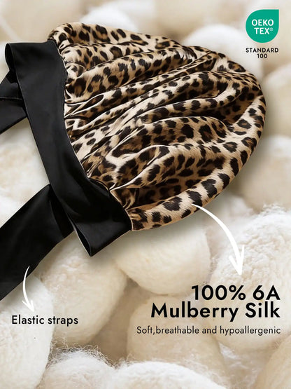 100% Mulberry Silk Bonnet Bowknot Tie Sleep Cap for Hair Protection