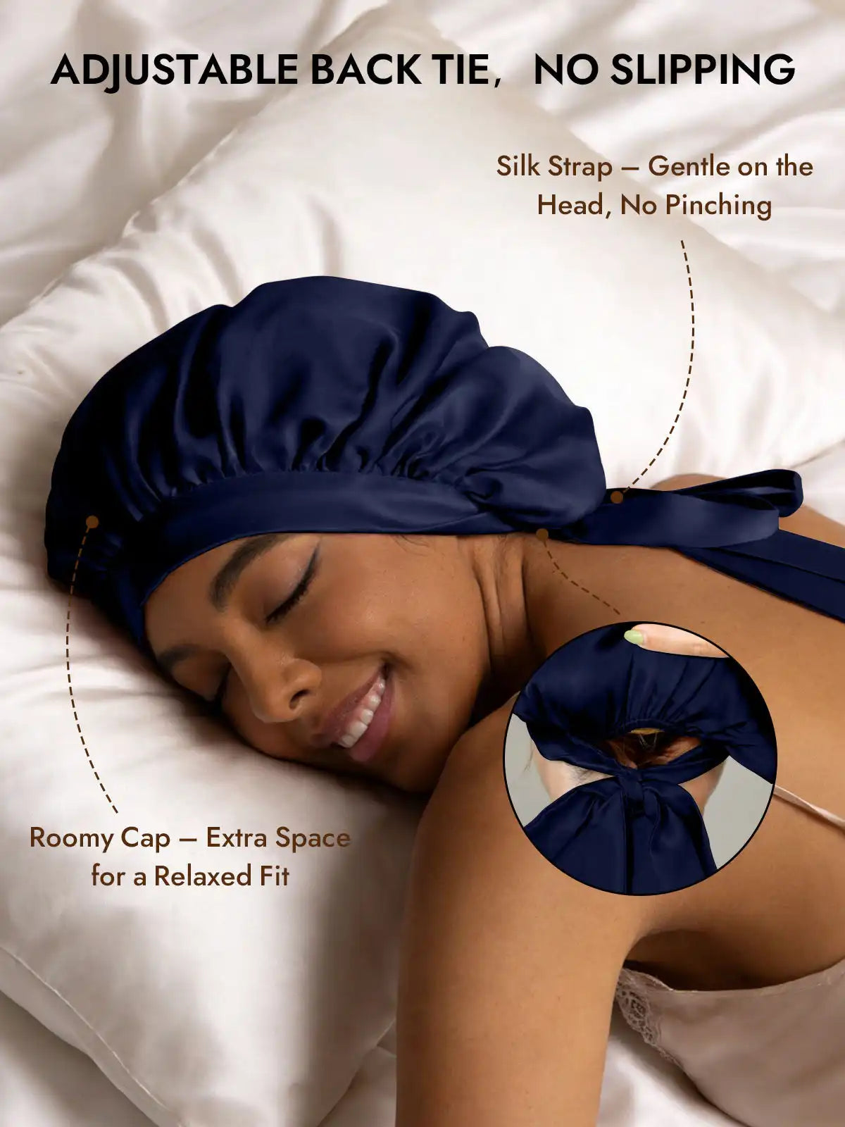 100% Mulberry Silk Elegant Bonnet with Long Ribbons