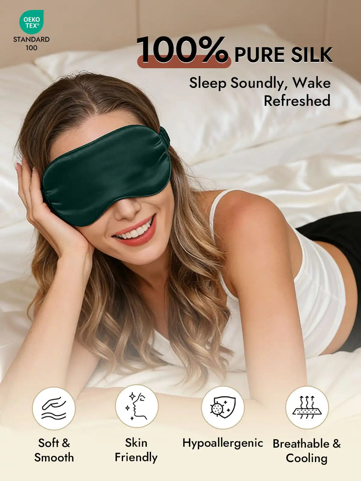 100% Mulberry Silk Sleep Eye Mask with Elastic Band