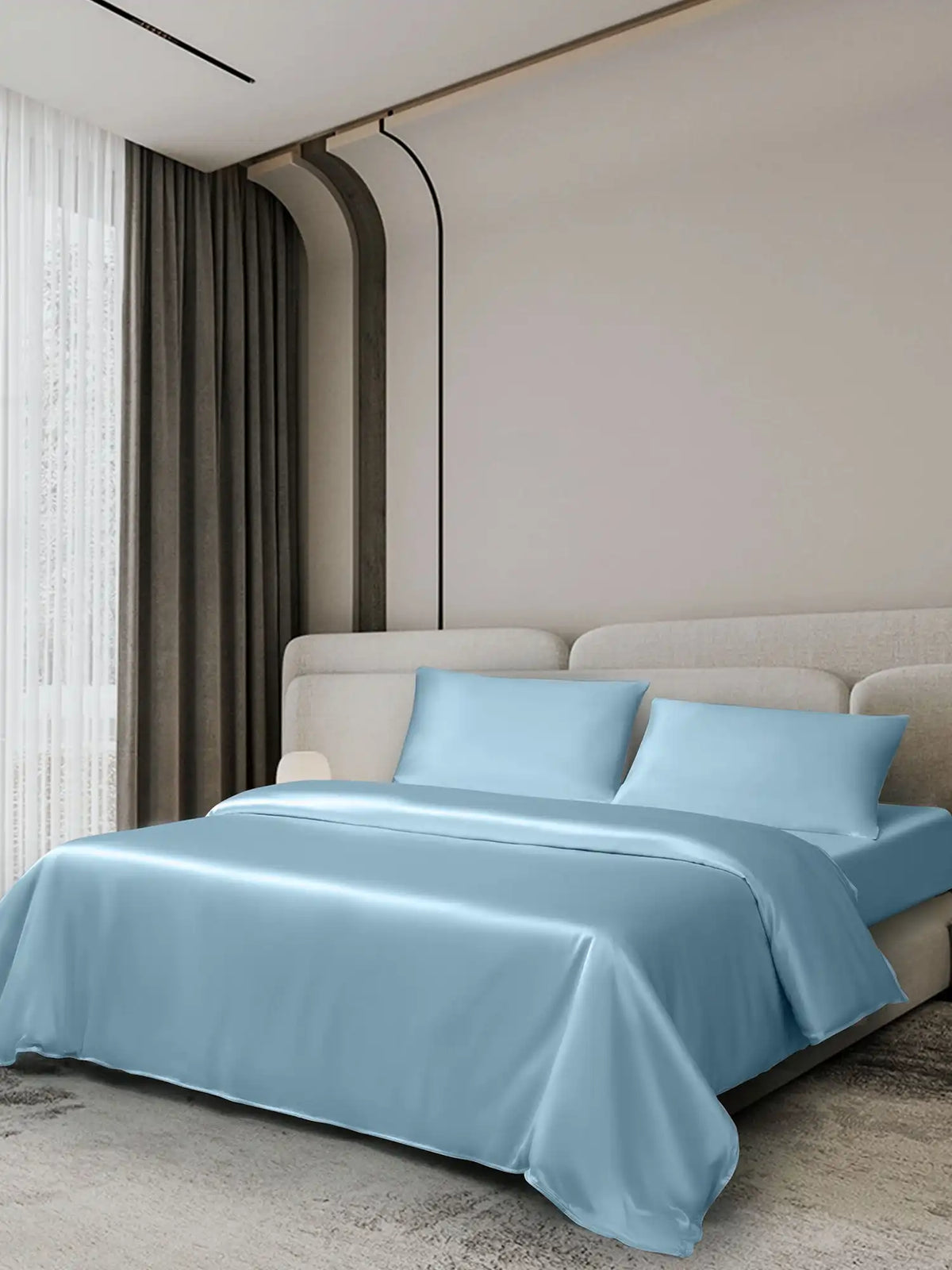 19Momme 4Pcs Silk Set Duvet Cover+Fitted Sheet+2x Pillowcases