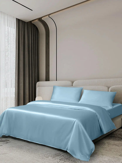 19Momme 4Pcs Silk Set Duvet Cover+Fitted Sheet+2x Pillowcases