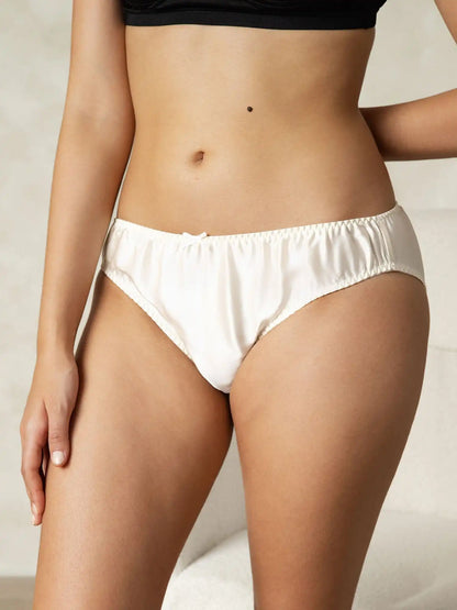 100% Mulberry Silk Classic Bikini Panty with Bow