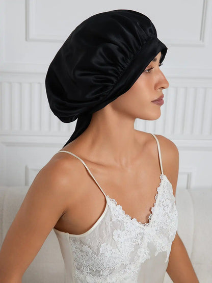100% Mulberry Silk Elegant Bonnet with Long Ribbons
