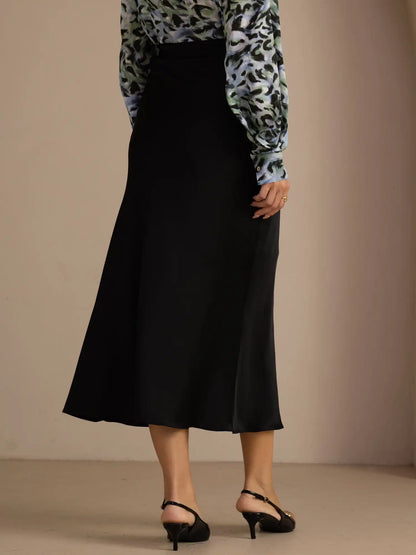 19Momme Silk High Waist Elegant Maxi Skirt