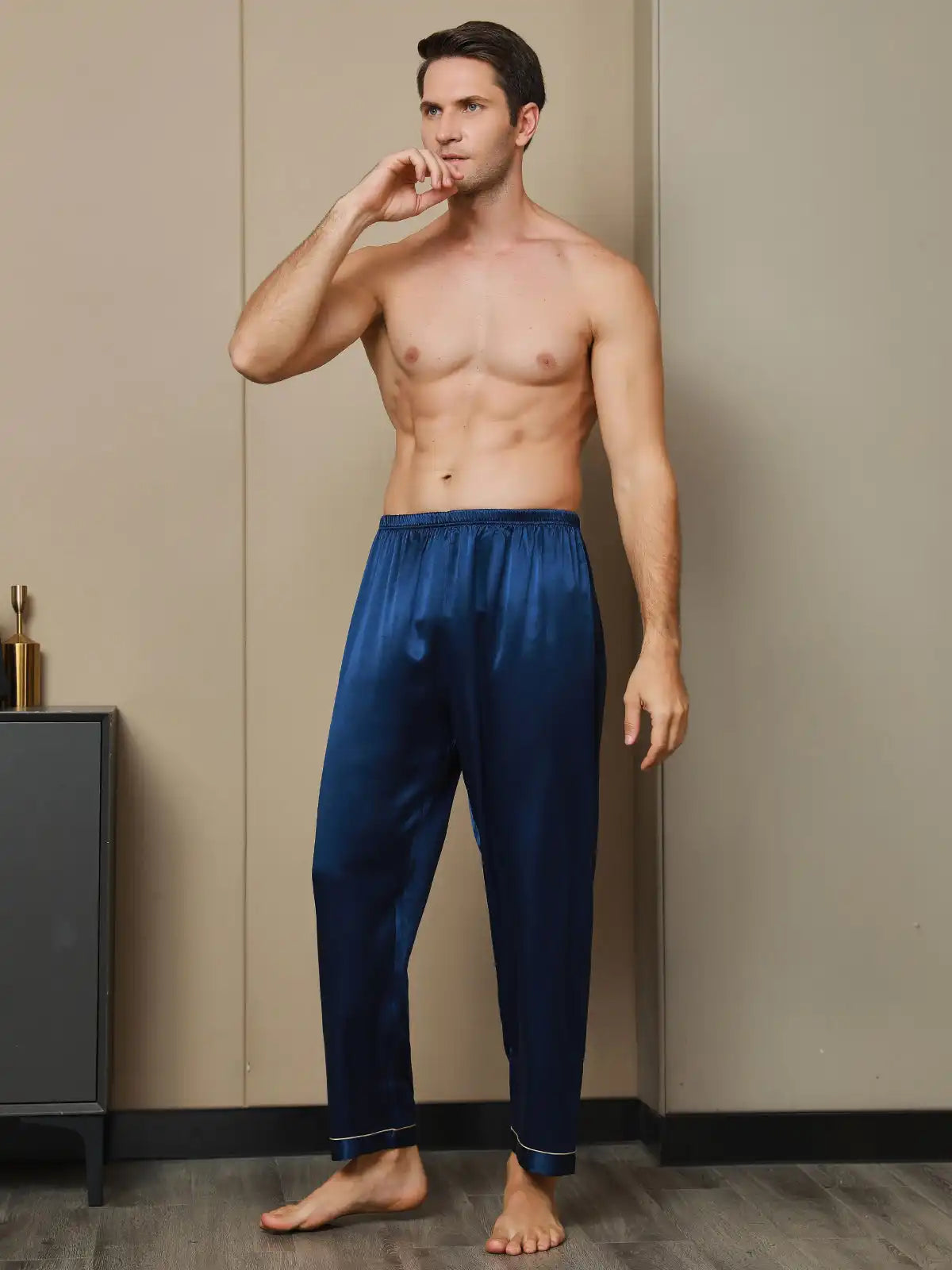 100% Mulberry Silk Men's Pajama Pants With Elastic Waist