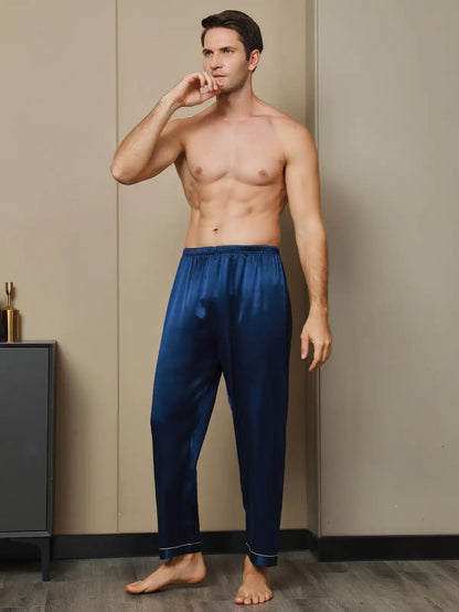 100% Mulberry Silk Men's Pajama Pants With Elastic Waist