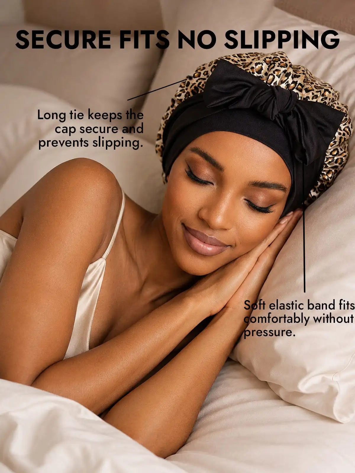 100% Mulberry Silk Double-Layer Bonnet with Adjustable Long Tie